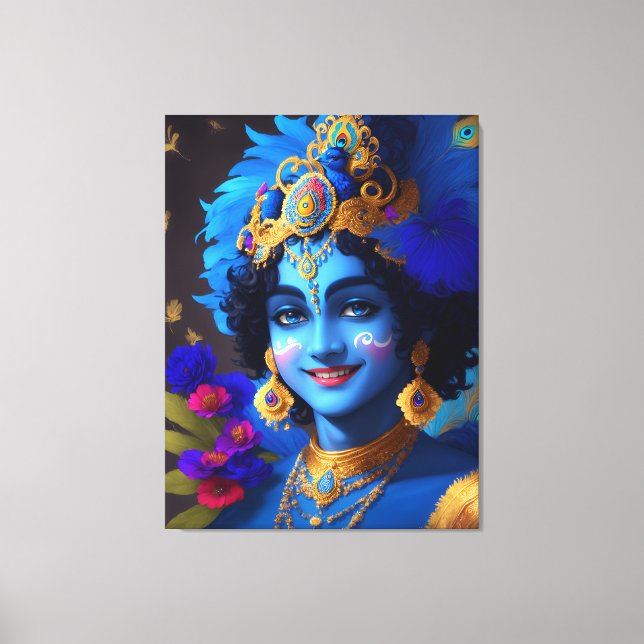 Lord Shri Krishna Hindu Deity AI Generated Canvas Print (Front)