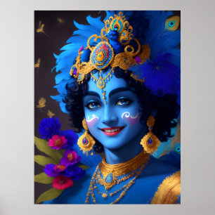 Lord Shri Krishna Hindu Deity AI Generated Poster