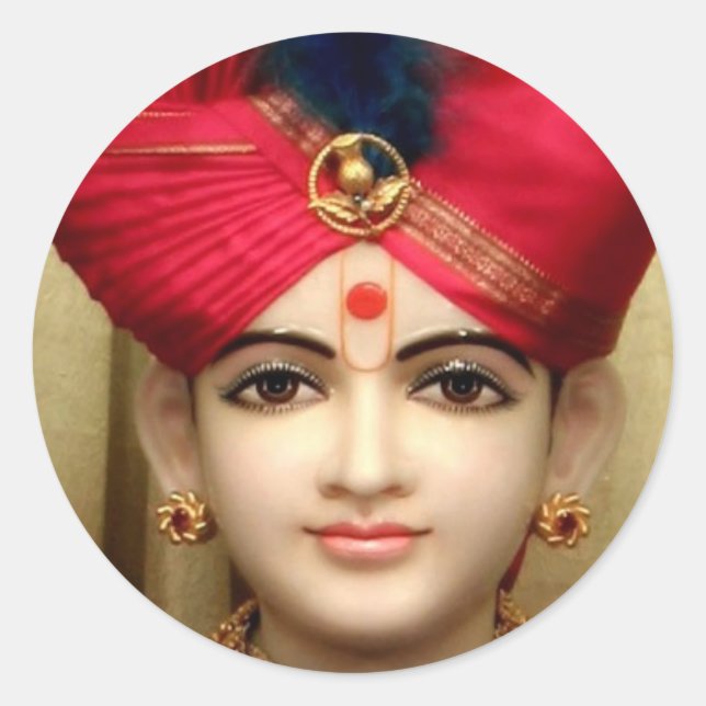 Lord Swaminarayan Classic Round Sticker (Front)