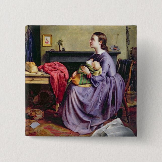 Lord, Thy Will Be Done, 1855 (oil on canvas) 2 Inch Square Button (Front)