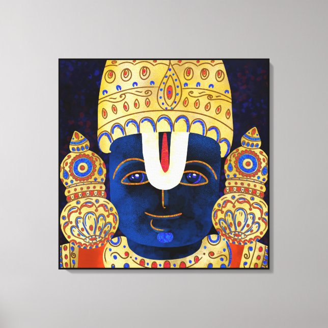 Lord Vishnu Tirupati Perumal Hindu God Painting Canvas Print (Front)