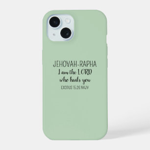 Lord Who Heals Light Green Simple Christian iPhone 15 Case