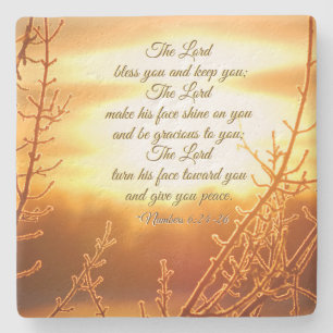 Lord's Blessing Numbers 6:24-26 Bible Verse Stone Coaster