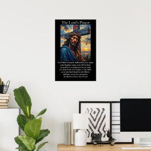 Lord's Prayer Crucifixion Sunrise Crown of Thorns Poster