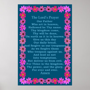 Lord's Prayer in a Pink Cosmos Frame Poster