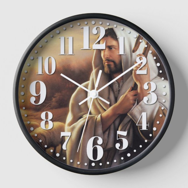 Lord's Prayer Jesus Christ The Shepherd Clock (Front)