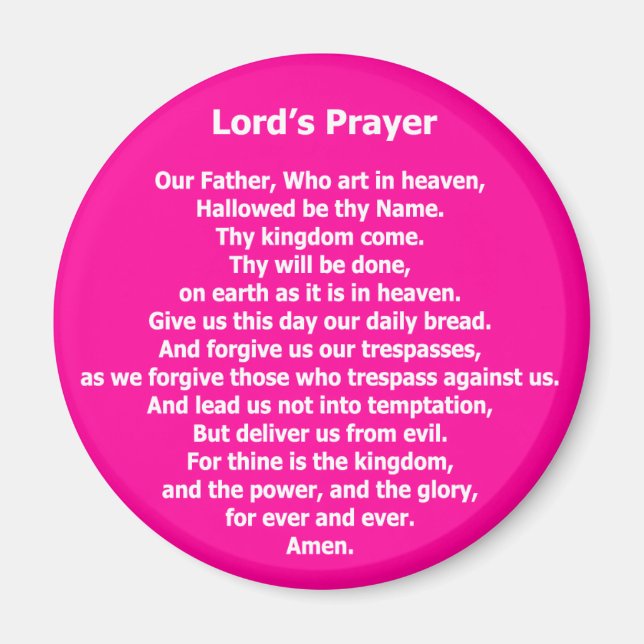 Lord's Prayer Magnet - Pink (Front)