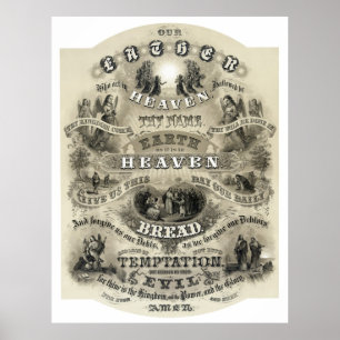 LORD'S PRAYER VICTORIAN STYLE -  1876 POSTER