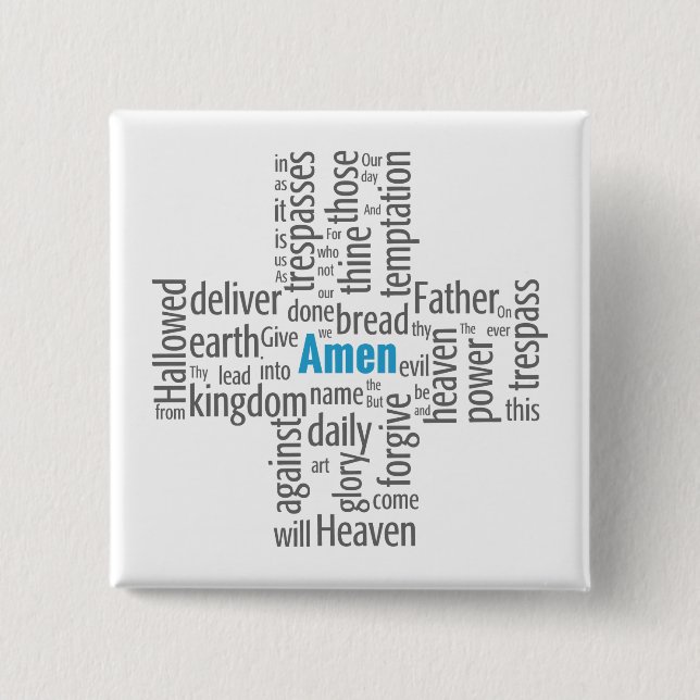 Lord's Prayer Word Cloud 2 Inch Square Button (Front)