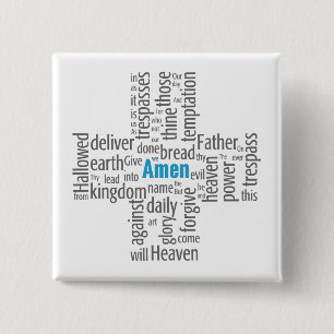 Lord's Prayer Word Cloud 2 Inch Square Button