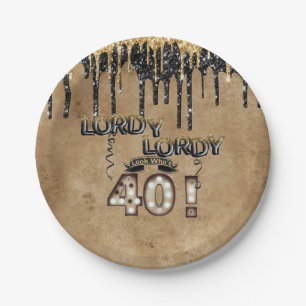 Lordy Lordy Look Who's 40 Birthday Balloons Paper Plate