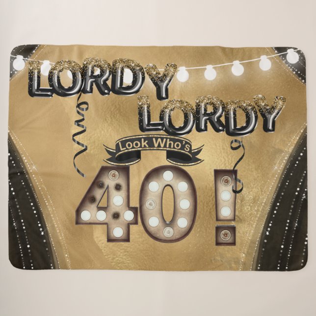 Lordy Lordy Look Who's 40 Birthday Balloons Sherpa Blanket (Front (Horizontal))