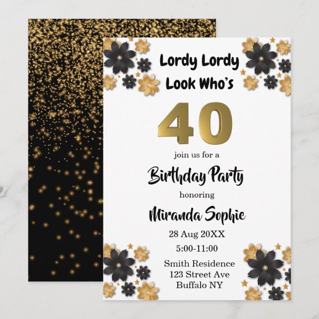 Lordy Lordy Looks Who’s 40 Birthday Invitations  (Front/Back)