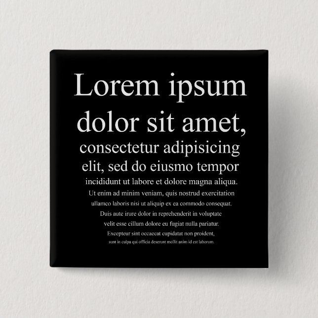 Lorem Ipsum 2 Inch Square Button (Front)