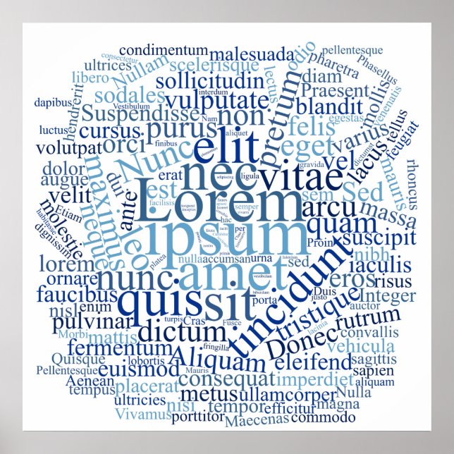 Lorem Ipsum Word Cloud - Blue version Poster (Front)