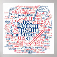 Lorem Ipsum Word Cloud - Red-Blue version