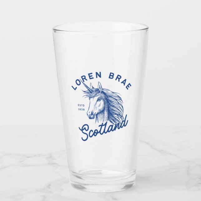 Loren Brae Scotland Unicorn Pint Glass (Front)