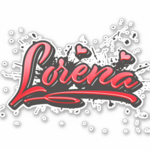Lorena red heart graffiti Autocollants