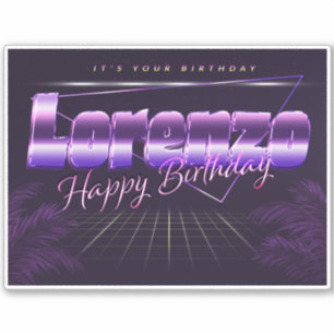 Lorenzo Name First name lila retro Sticker Birthda