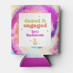 LORI Tie Dye Dazed Engaged 70s Retro Bachelorette  Can Cooler