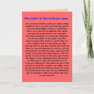 L'origine du gâteau d'anniversaire Carte d'anniver