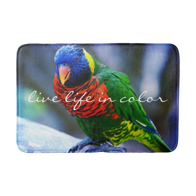 Lorikeet Bird Live Life In Colour Red Blue Green Bath Mat (Front)