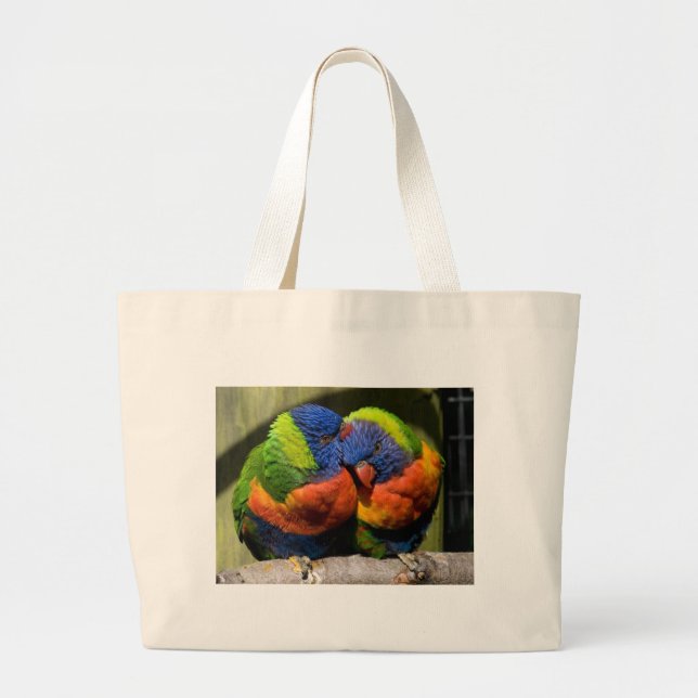 Lorikeets in Love Large Tote Bag (Front)
