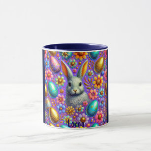 LORNA ~ EASTER BUNNY Eggs Flowers ~ Mug