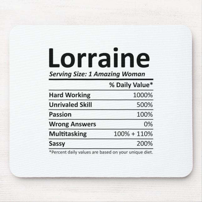 Lorraine Nutrition Personalized Name Funny Christm Mouse Pad (Front)