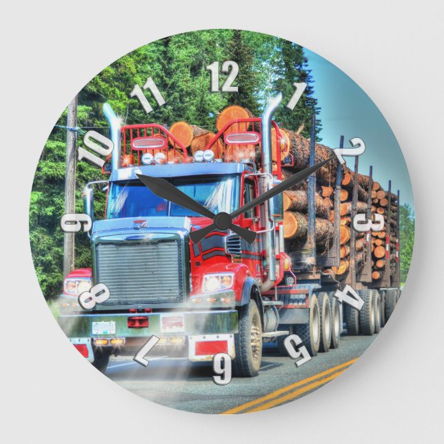 Lorry Driver's Logging Truck Wall Clock (Front)