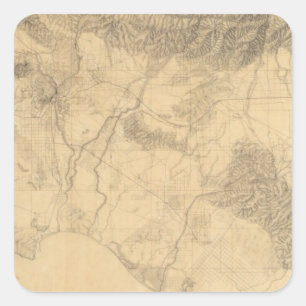 Los Angeles and San Bernardino Topography Square Sticker