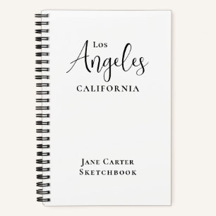 Los Angeles Black Script White Sketchbook Notebook