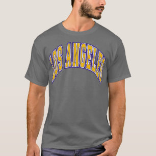 Los Angeles Block Arch White GoldPurple T-Shirt