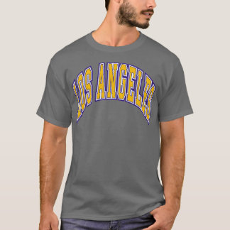 Los Angeles Block Arch White GoldPurple T-Shirt