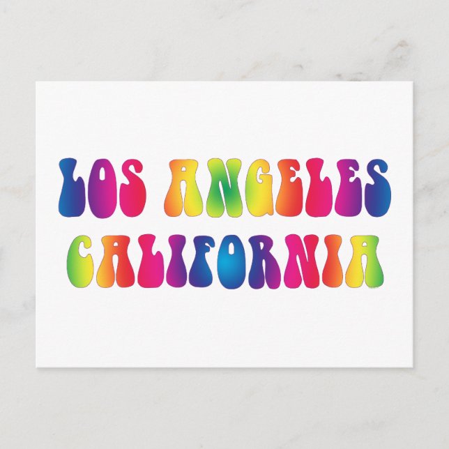 Los Angeles CA 60s Tie-Dye Postcard (Front)