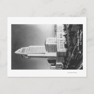 Los Angeles, CA City Hall and Town View Postcard