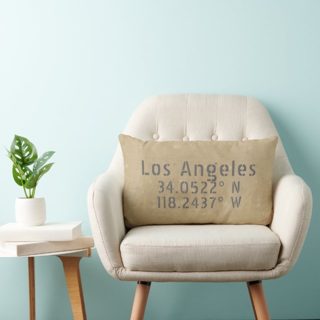 Los Angeles CA Latitude Longitude Lumbar Pillow (Chair)