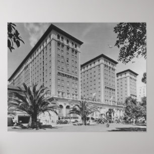 Los Angeles, CA View of Biltmore Hotel and Stree Poster