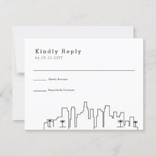 Los Angeles, Cali Wedding   Stylized Skyline RSVP Card