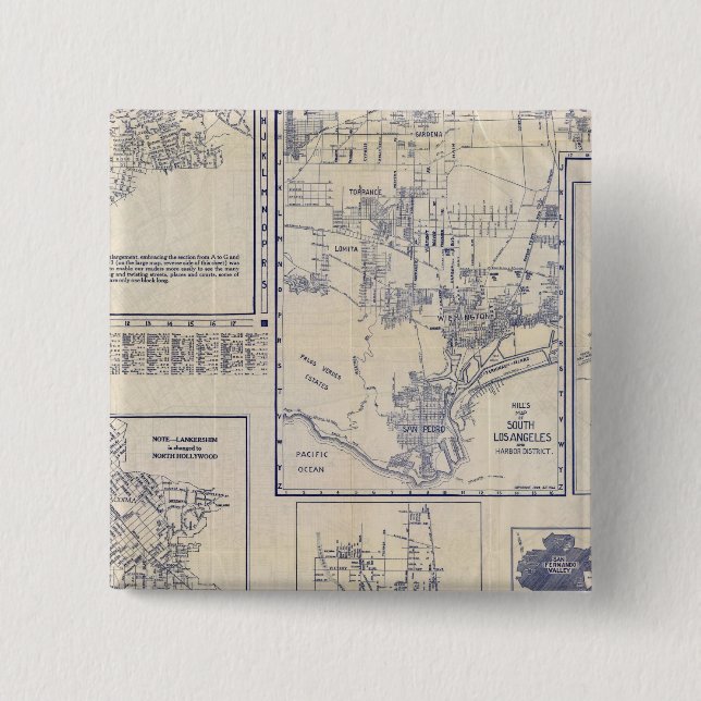 Los Angeles, California 2 Inch Square Button (Front)