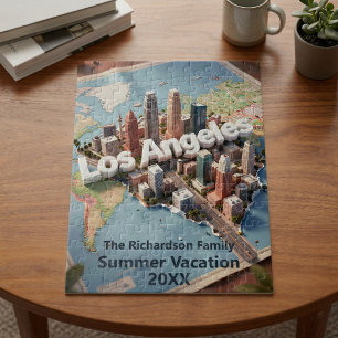 Los Angeles California 3D Skyline Map Vacation Jigsaw Puzzle