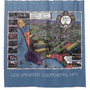 Los Angeles, California, Antique Aerial City Map