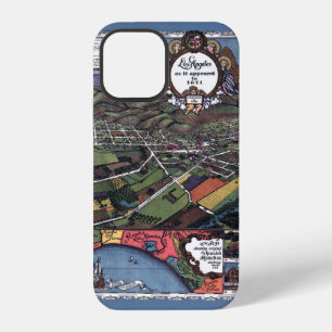 Los Angeles, California, Antique Aerial City Map iPhone 12 Case