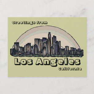 Los Angeles California artistic skyline postcard