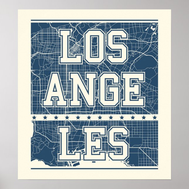 Los Angeles, California | Blue City Map Poster (Front)
