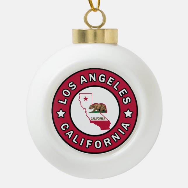 Los Angeles California Ceramic Ball Christmas Ornament (Front)