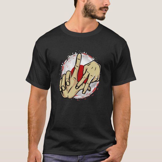 Los Angeles California Chicano Japan Flag LA Hand  T-Shirt (Front)