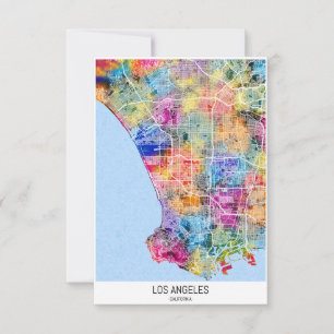 Los Angeles California City Map Thank You Card
