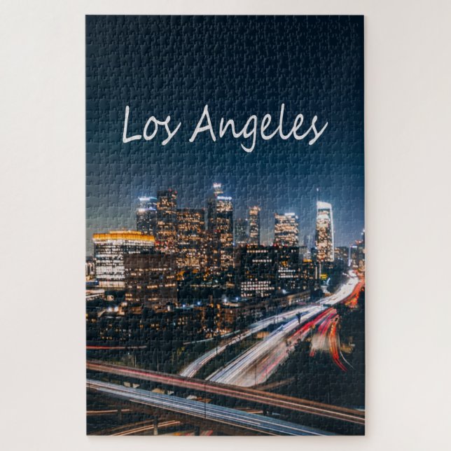 Los Angeles California City Skyline at night Jigsaw Puzzle (Vertical)