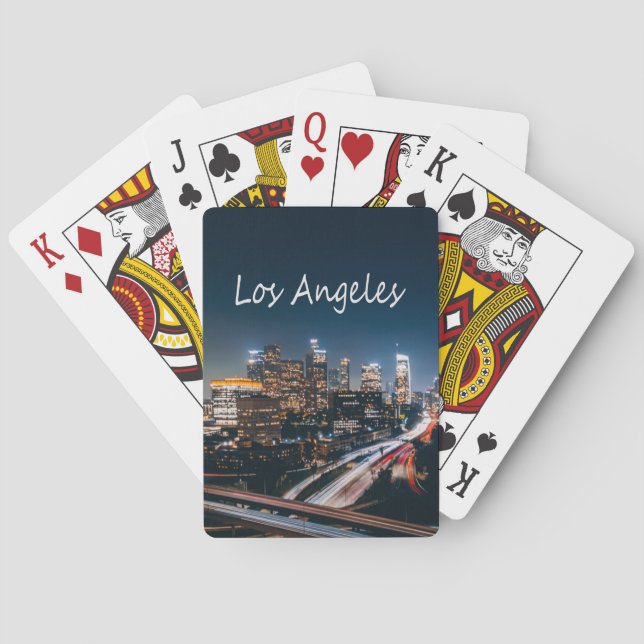 Los Angeles California City Skyline at night Playing Cards (Back)